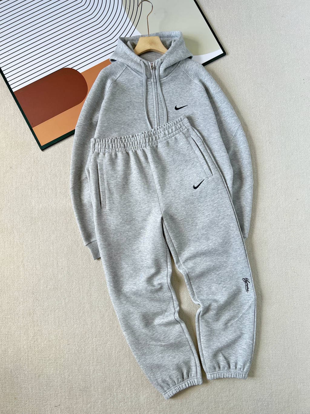 nike x suprem hoodie grey