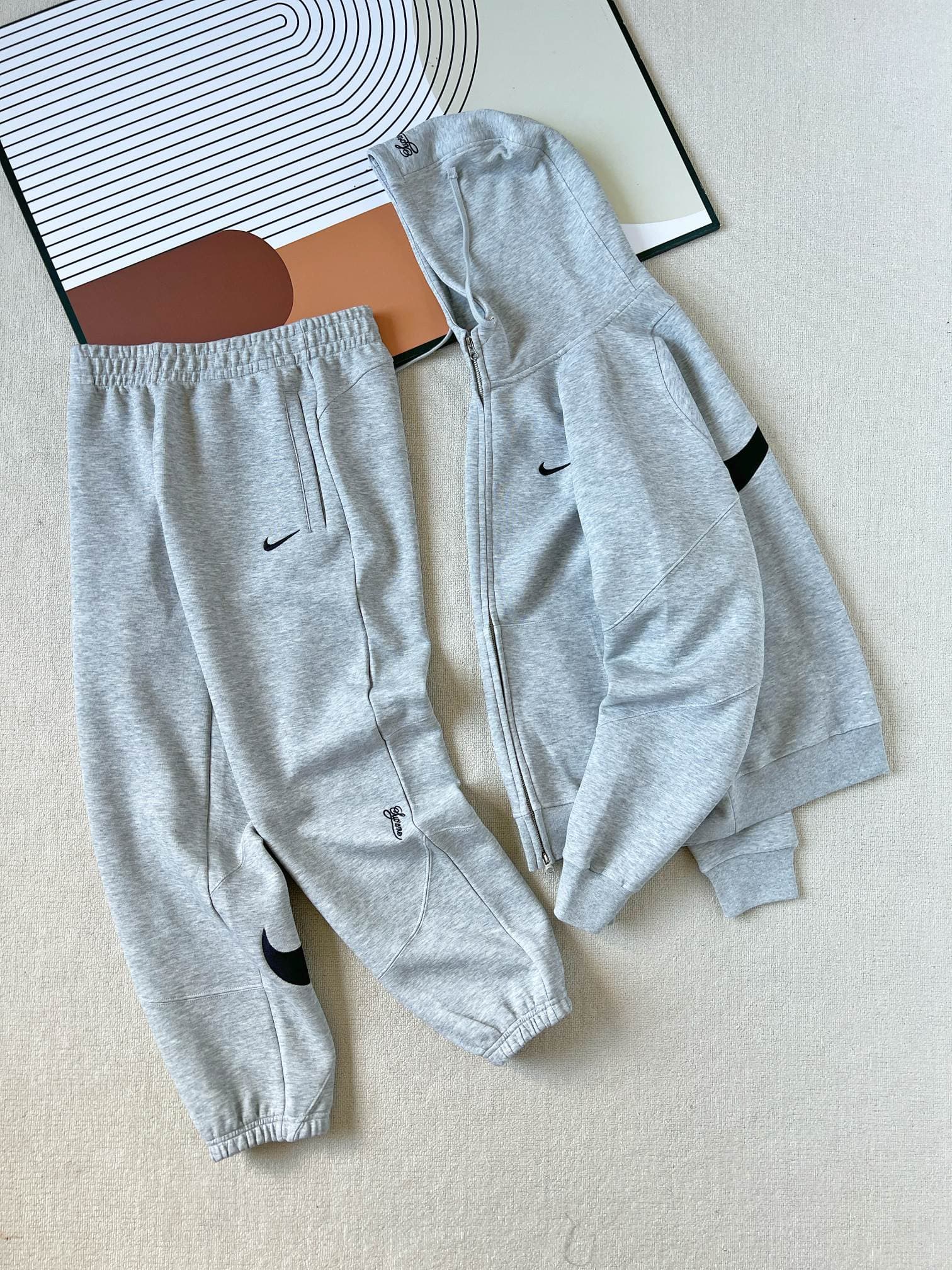 nike x suprem hoodie grey