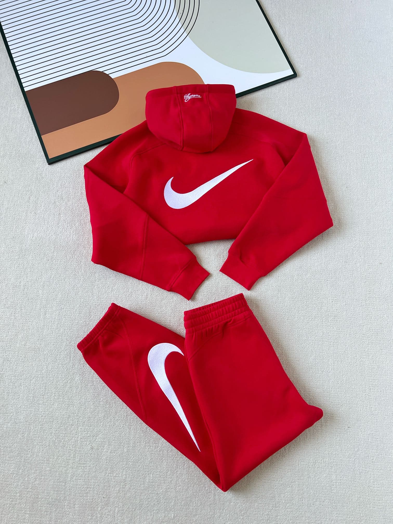 nike x suprem hoodie red