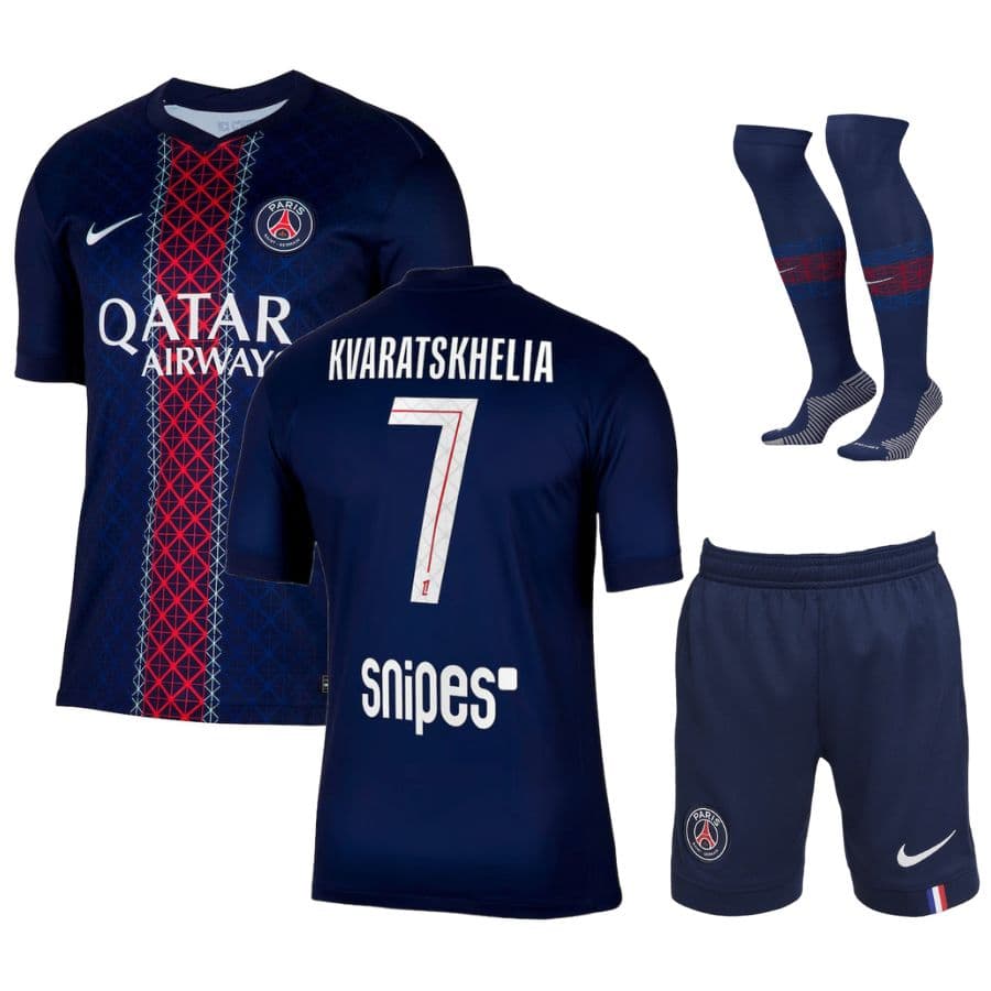 Maillot_Kit_Enfant_PSG_Domicile_2025_2026_Kvaratskhelia_Foot_Soccer_Pro