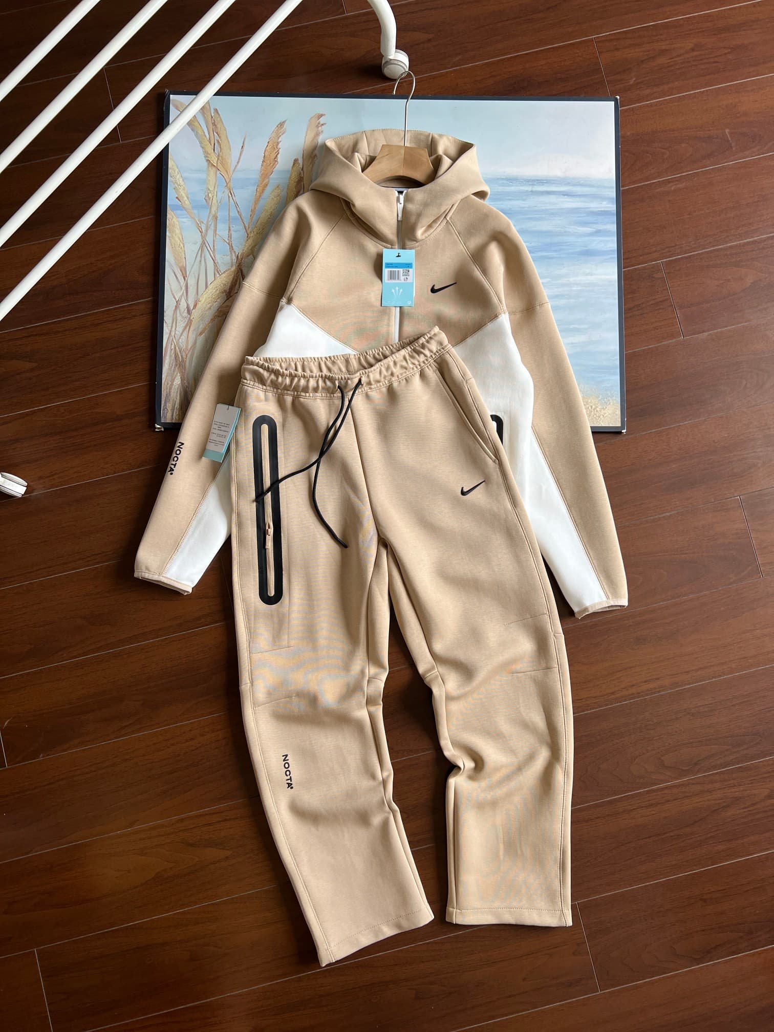 nocta tech fleece beige white