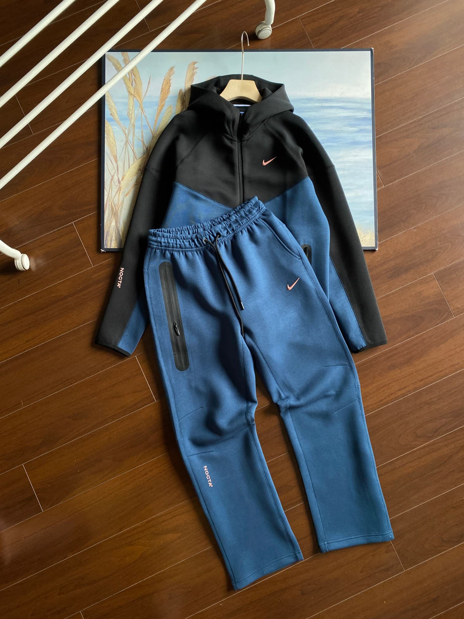 nocta tech fleece blue black