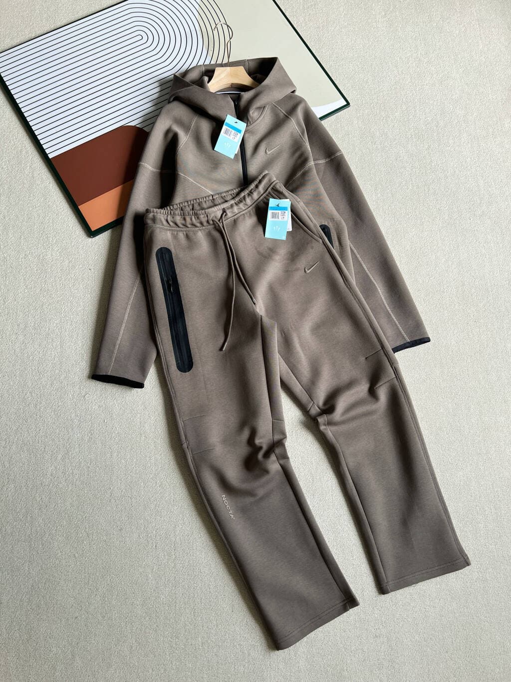 nocta tech fleece full brown