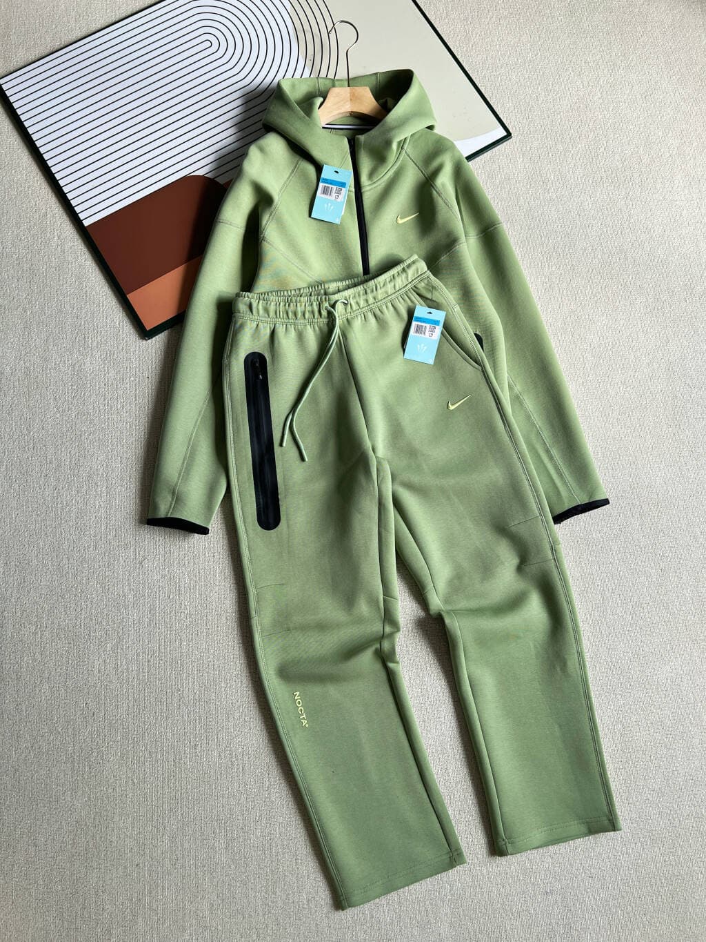 nocta tech fleece full green kaki