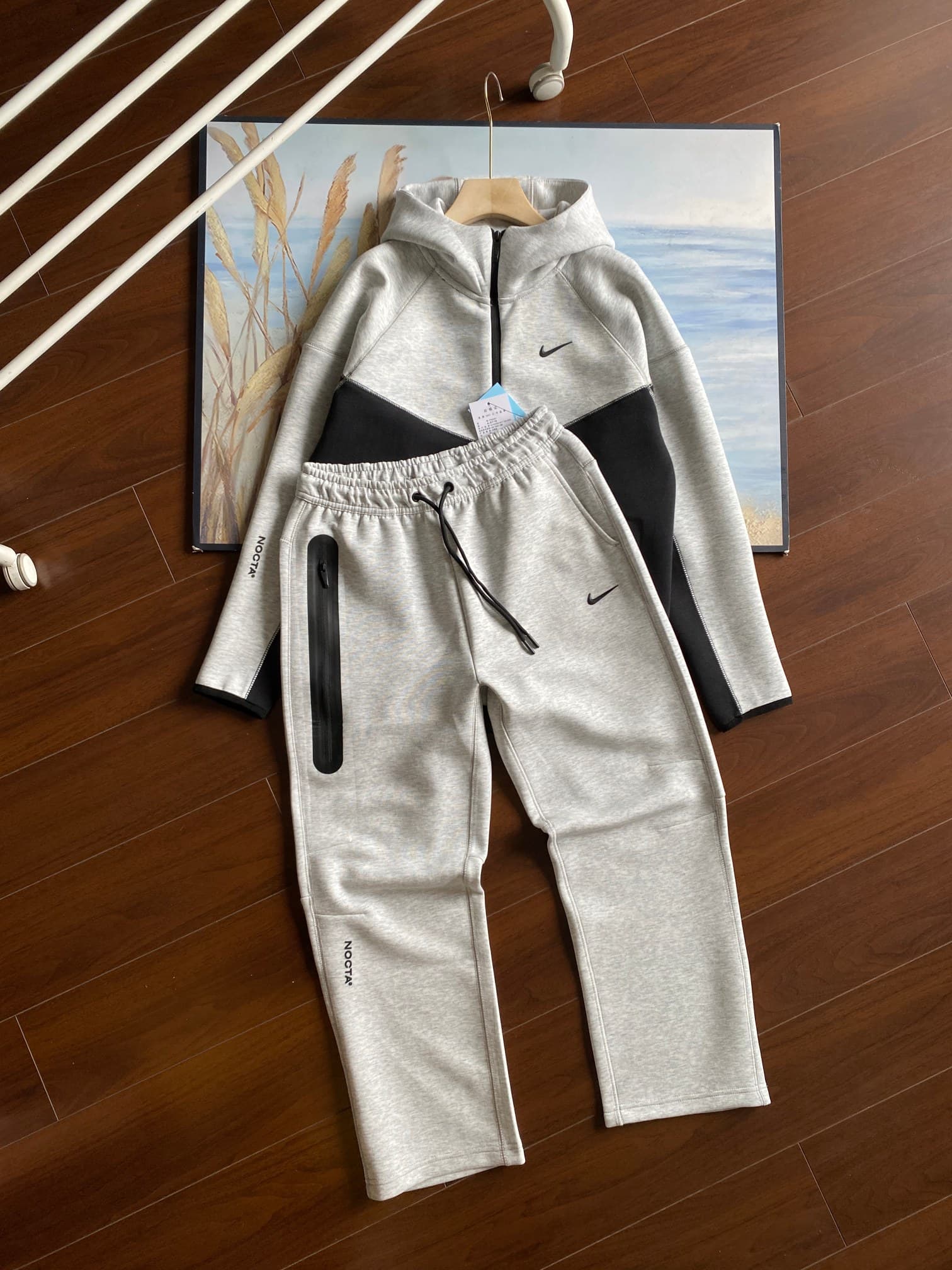 nocta tech fleece grey black